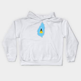 St Lucia Flag and Map Kids Hoodie